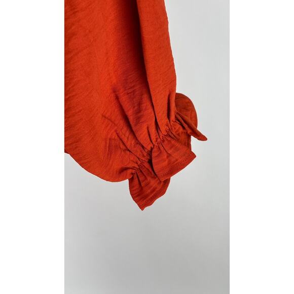 Francescas Womens Rachael Ruffle Hem Jumpsuit Long Sleeve Size Medium Orange NWT - Picture 9 of 10